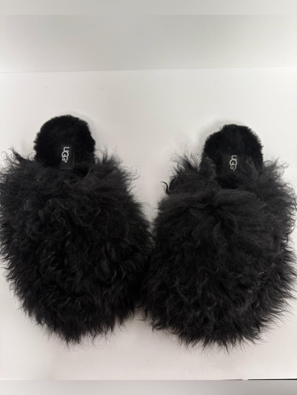 UGG Fluff Momma  Mongolian Clog Slippers - Shaggy Black - Women’s Size 6